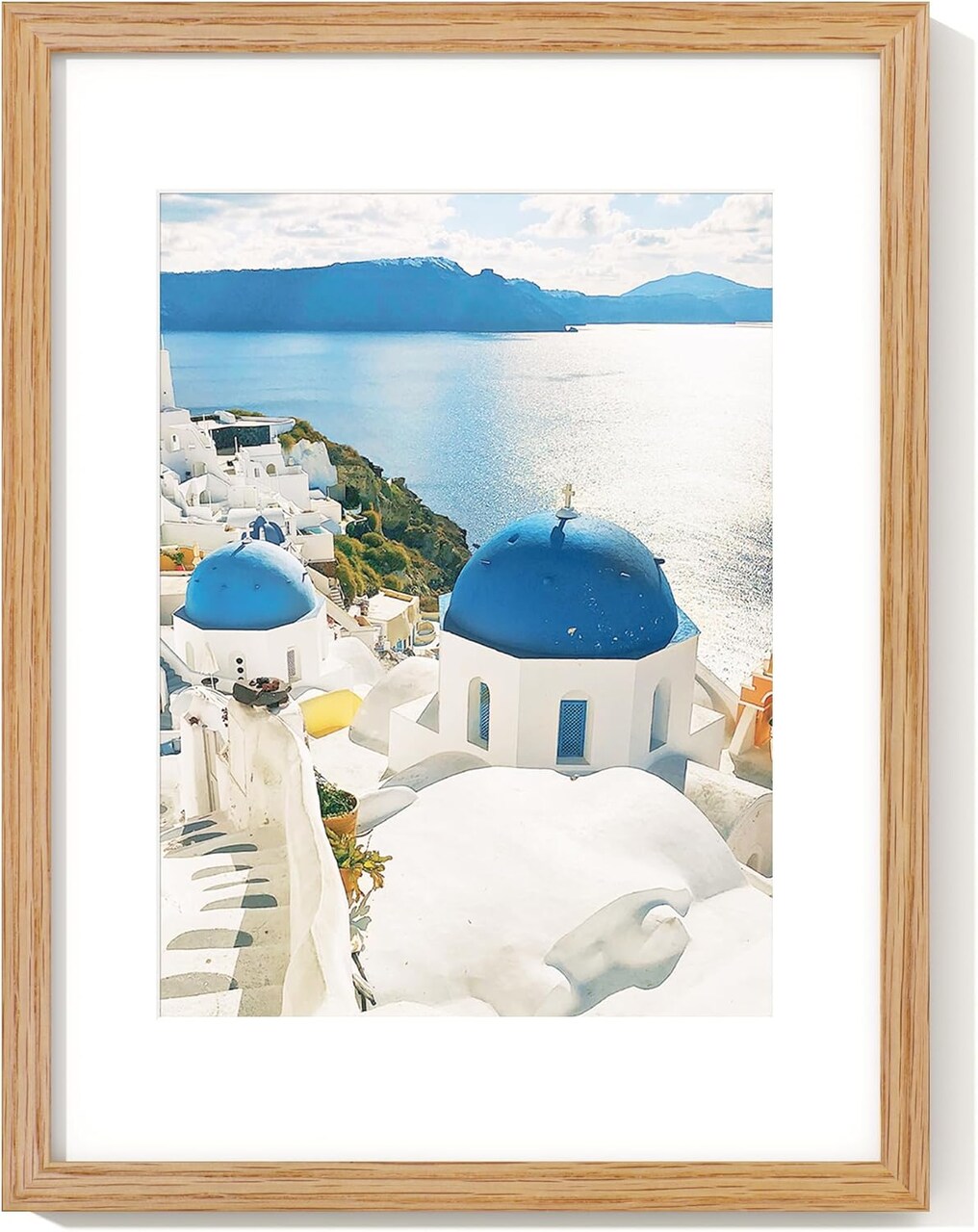 12x16 Picture Frame with Mat for 8.5x11, Solid Oak Wood Frame w/Tempered Real Glass, Wooden Certificate Document Frame Horizontal and Vertical Formats for Wall with Wall Hook Included, Natural